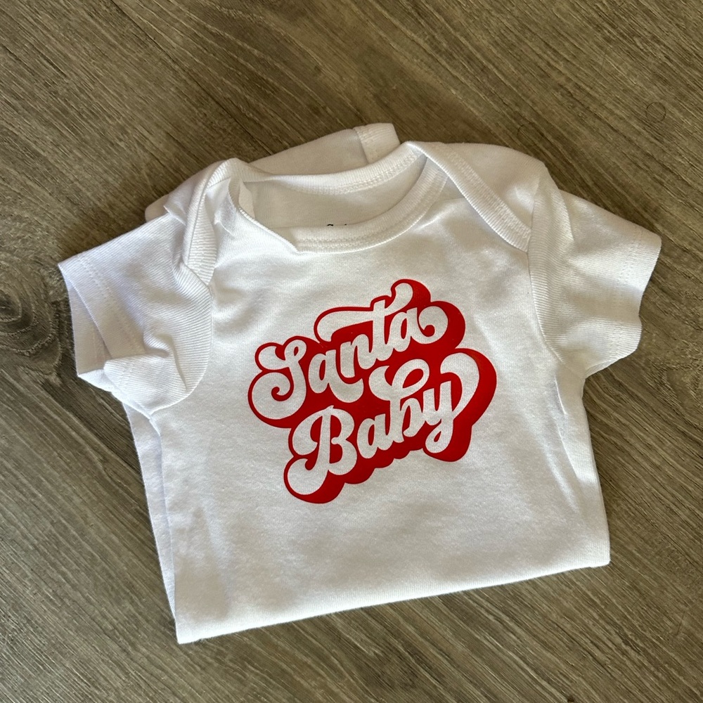 New 6-9 months Santa Baby onsie, made by me! Brand new